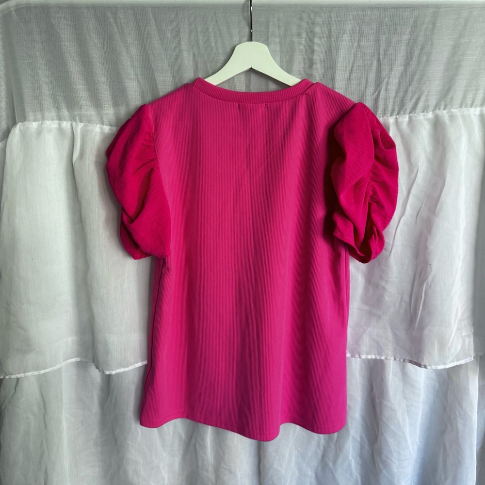 Adora Puff Sleeve Ribbed Shirt - Picture 2 of 7